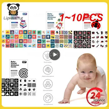 1~10VNT Montessori Kūdikių vizualinė Stimuliacija Kortelės Žaislas Juoda Balta 