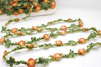 2 Metrų Austi Rokoko Juostelės Apdaila su Rožių Žiedų Pumpurai|Dekoratyvinių Gėlių Juostelės|Iškarpos Medžiagos|Drabužių|amatai