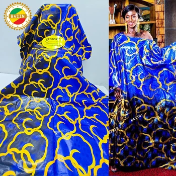 2023 Aukštos Kokybės Gvinėjos, Senegalo Spausdinti Heidi Bazin Riche 100% Medvilnės Royal Blue Originalus Nigerijos Baseino Turtingas Žakardo Nėrinių Medžiagos