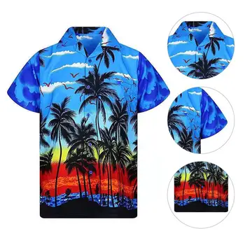 2023 Vyrų Havajų Marškinėliai Vasaros Atsitiktinis Mados 3D Spausdinimo Marškinėliai Vyrams Prarasti Paplūdimys Viršūnes Kokoso Medžio Atspausdinta Marškinėliai Vyrams