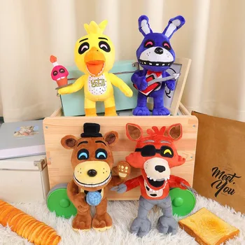 25CM FNAF Pliušinis Lėlės Žaislų, Animacinių filmų Freddyed Fazbear Saugumo Plushies Lėlės Mielas Lady Bonnie Ribbit Kimštiniai Žaislai Vaikams Kalėdų Dovana