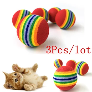 3pcs Spalvinga Naminių Kačių Kačiukų Minkštas Putų Vaivorykštė Žaisti Kamuoliukus Juokinga, Veiklos, Žaislų,