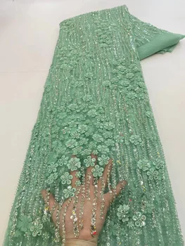 Afrikos Prabangos Puošnios Nėrinių Audiniai, Aukštos Kokybės Vestuvių Suknelės Nigerija Seka Tiulio Tinklelio Medžiaga Rankų Darbo Krištolo Karoliukai