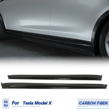 Automobilių slenksciai Kūno Kit Anglies Pluošto Tesla Model X Sedanas 4 Durų 90D tvarkos taisyklių 75d 2016-2018 Durų slenksciai Plėtiniai Prijuostės Lūpų