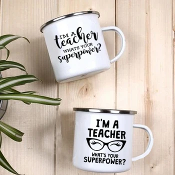 Aš esu Mokytojas, kas jūsų supervalstybė ? Spausdinti puodeliai Įdomus Emalio Sulčių Puodeliai rankena puodelis šeimos pareigų vandens Puodelį mokytojo dienos dovanos