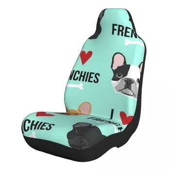 Aš Myliu Frenchies Šuo Universaliųjų Automobilių Sėdynės Apima Priekinių Sėdynių Apsaugos Dangtelis Sunkvežimių Van VISUREIGIS Sėdynės Protecto Priedai