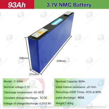 CATL 3.7 V 93Ah NMC Įkrovimo Baterija (akumuliatorius 100Ah Ličio Geležies Fosfato Ląstelių Nauja Prizminis Baterijos, Greitas Pristatymas