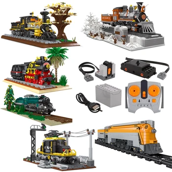 Didelis Geležinkelių Automobilių/Mini Traukinio BENDRO 490 Retro Garo Vakarų Genujos Traukinių Lokomotyvų Blokai Modelis Plytų Žaislai Suderinamas Su LEGO