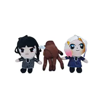 Didmeninė 24pcs/daug 15cm Anime Addams trečiadienis Pliušinis Žaislas Keychain trečiadienis Addams Įdaryti Lėlės Karolius Vaikams dovanų