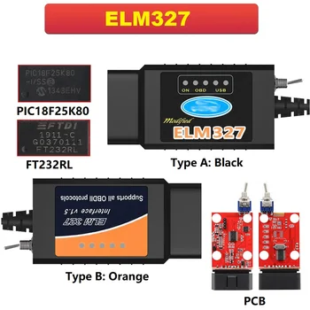 ELM327 USB FTDI FT232RL Su Jungikliu Ford Diagnostikos Kabelis, Skirtas Įvairių Can Magistralės