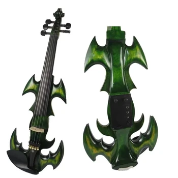 GERIAUSIAS modelis, Žalios spalvos supaprastinti 5 stygos 4/4 elektrinis smuikas,medžio masyvo