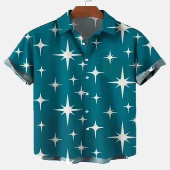 Havajų 3D aliejaus tapybai geometrinis spausdinimo trumpas rankovėmis viršuje vyrų mados drabužių vasaros paplūdimys atostogų atsitiktinis marškinėliai|