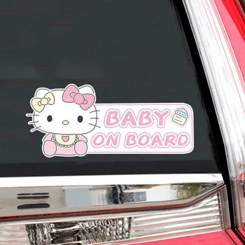 Hello Kitty Automobilių Lipdukas KŪDIKIŲ LAIVE Automobilių ir Kūdikių Sanrio AUTOMOBILIŲ Lipdukas Animacinių filmų Įspėjimas, Langų Apdailos Kawaii Lipdukas Automobilį