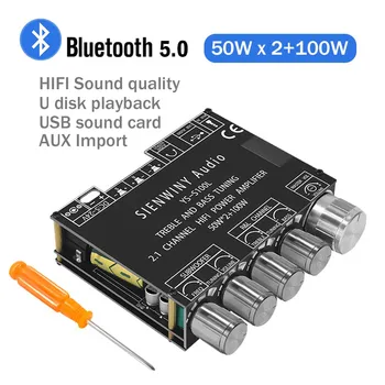 HIFIDIY S100L Bluetooth 5.0 2.1 Kanalo Galia Audio Stereo žemų dažnių Stiprintuvo Valdybos 50WX2+100W AUKŠTŲ Bass pastaba: paieška AMP