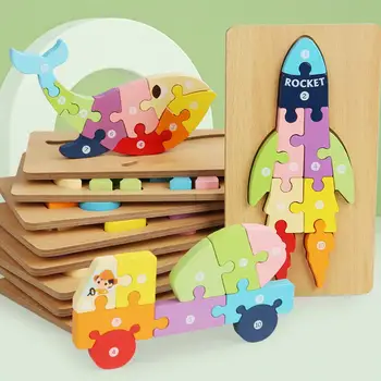 Krašto Medinė Spalvinga Dėlionė Cartoon Pjūklelis Medinių Žaislų Vaikams, Vaikiška Galvosūkiai dėl Ankstyvojo Ugdymo Pramogų Sklandžiai Krašto 3d