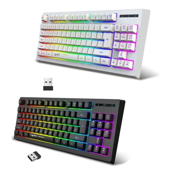 L100 RGB Membranos Klaviatūra 87 Mygtukai RGB Apšvietimo 2. Belaidis Dviejų spalvų Įpurškimo Jungikliai Žaidimų Klaviatūros