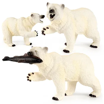 Modeliavimo Kietas Laukinių Miško Gyvūnų Modelio, baltasis lokys, valgyti žuvų ir rudasis lokys juodasis lokys, plastikiniai Pav Žaislai Švietimo Žaislas vaikams
