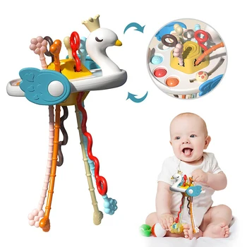 Montessori Veiklos Žaislai 1 2 3 Metų Plėtros Silikono Kramtyti Žaislus Traukti Eilutę Jutimo Žaislai Kūdikiams Nuo 6-12 Mėnesių Dovana