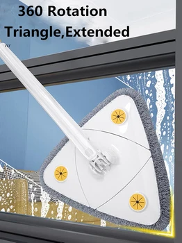 NAUJAS Išplėstas Trikampis Mop 360 Twist Išspausti Gręžimo XType Lango Stiklo Tualetas Bathrrom Grindų Namų Valymo Dulkių Lubų