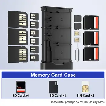 Nešiojamų Aliuminio Atminties Kortelių talpinimo Atveju 6 SD Kortelės, 8 Micro SD Korteles SIM Kortelės Pin kodą Atminties Kortelę Atveju Turėtojas Organiz M5V5