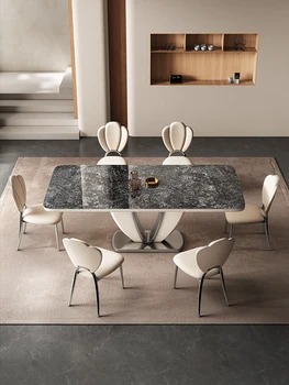 Prabanga roko valgomasis stalas prabangus akmuo italijos namų vyresnysis dizaineris mikrokristalinė mažas butas modernus, paprastas valgomojo stalas