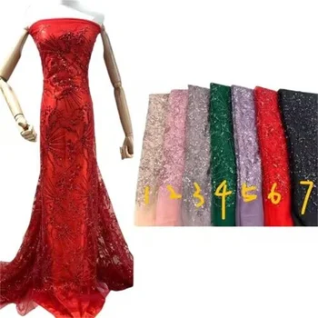 Raudona Prancūzijos Tiulio, Nėrinių Audinys 2023 Rožinė Aukštos Kokybės 5 Metrų Nigerijos Moterų Vestuvinė Suknelė China Siuvinėjimo Afrikos Nėrinių Audinys