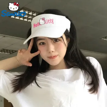 Sanrio Hello Kitty Tuščias Top Pink Beisbolo Moterų Skrybėlę Aukštos Asiūklio Spausdinti Akademijos Stiliaus Apsauga nuo Saulės, Apsauga nuo Saulės, Kepurės