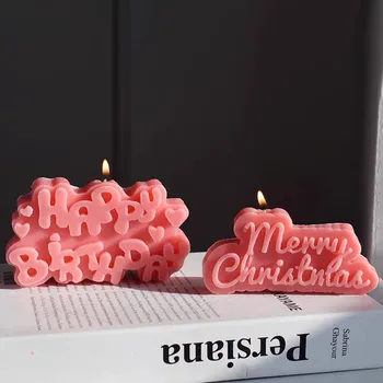 Su Gimtadieniu Aromatizuoti Žvakės Silikono Formos 3D anglų Laiškus Kalėdų Rankų darbo Aromaterapija Žvakės Muilo Forma