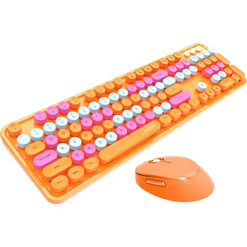 Sumaišykite Spalva Wireless Keyboard Mouse Combo 104 Klavišai Pilno Dydžio USB Klaviatūros ir Optinės Pelės Rinkinys, skirtas Kompiuteris, Nešiojamas Mergaitės