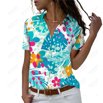 Vasaros nauji moteriški marškinėliai tropinių augalų 3D atspausdintas lady marškinėliai atostogų ir laisvalaikio stiliaus moteriški marškinėliai mados tendencija moteriški marškinėliai