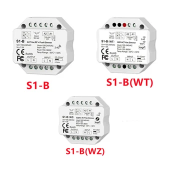 Zigbee / WiFi / RF AC Simistorių Dimeris viena spalva 2.4 G RD LED valdiklis S1-B CH*1.5 RF + Stumti AC Etapas-sumažinti Dimeris